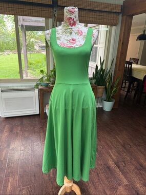 Alfani Women's Sleeveless Scoop Neck Stretch Midi Swing Pocketed Dress Sz Small